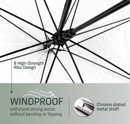 Transparent Durable Windproof Umbrella for Rain Decoration for Outdoor Events (WHITE CLEAR TRANSPARENT)