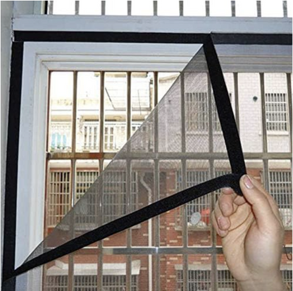 Smart Self-Adhesive Window Mosquito Net with Tape (120x120 CM, Grey)
