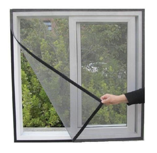 Smart Self-Adhesive Window Mosquito Net with Tape (120x120 CM, Grey)