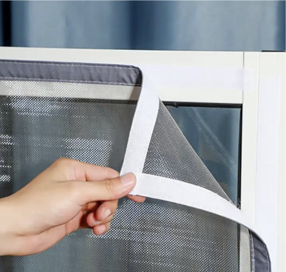 Smart Self-Adhesive Window Mosquito Net with Tape (120x120 CM, Grey)