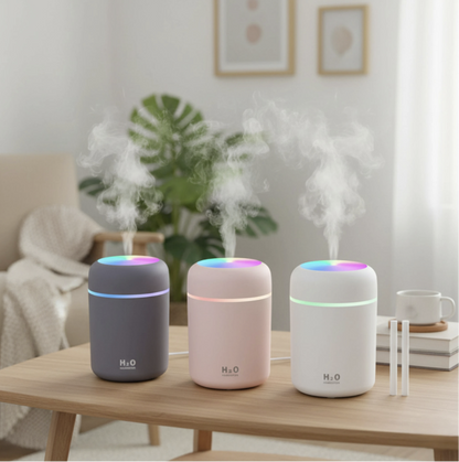 Smart H2O Mini Cool Mist Humidifier & Essential Oil Diffuser (300ML, LED), (Colours may vary)