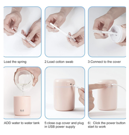 Smart H2O Mini Cool Mist Humidifier & Essential Oil Diffuser (300ML, LED), (Colours may vary)